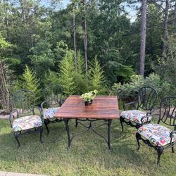 Refinished Cast Iron Outdoor Table Set