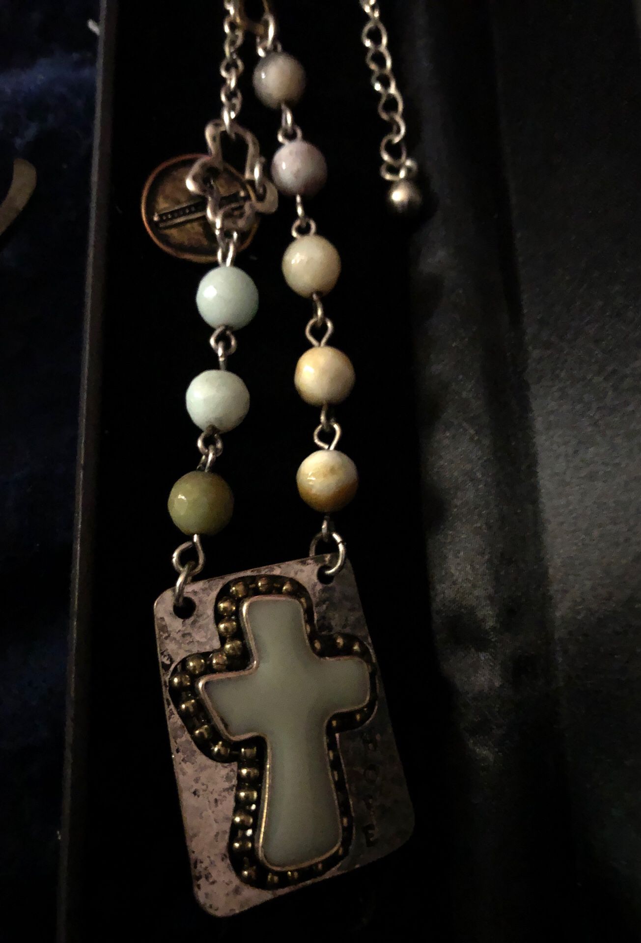 Necklace silver an jade cross get this for a gift