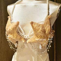 ARTFUL GLEAM PEARL STARFISH LUXURY PURE SOFT SILICONE BRA TOP CORSET MERMAID COSPLAY COSTUME PATENT-PROTECTED