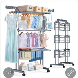 Purkeep 4 -tier clothing rack with wheels
