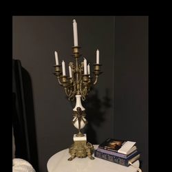 Two Vintage candelabras, marble and bronze