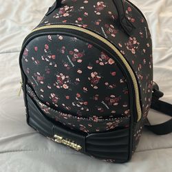 Juicy Couture Ditzy Rose Black Faux Leather Pretty Bow Backpack