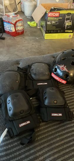 Helmet and pads, knee and elbow