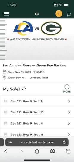 Packers Vs Rams Tickets (at Lambeau Field)