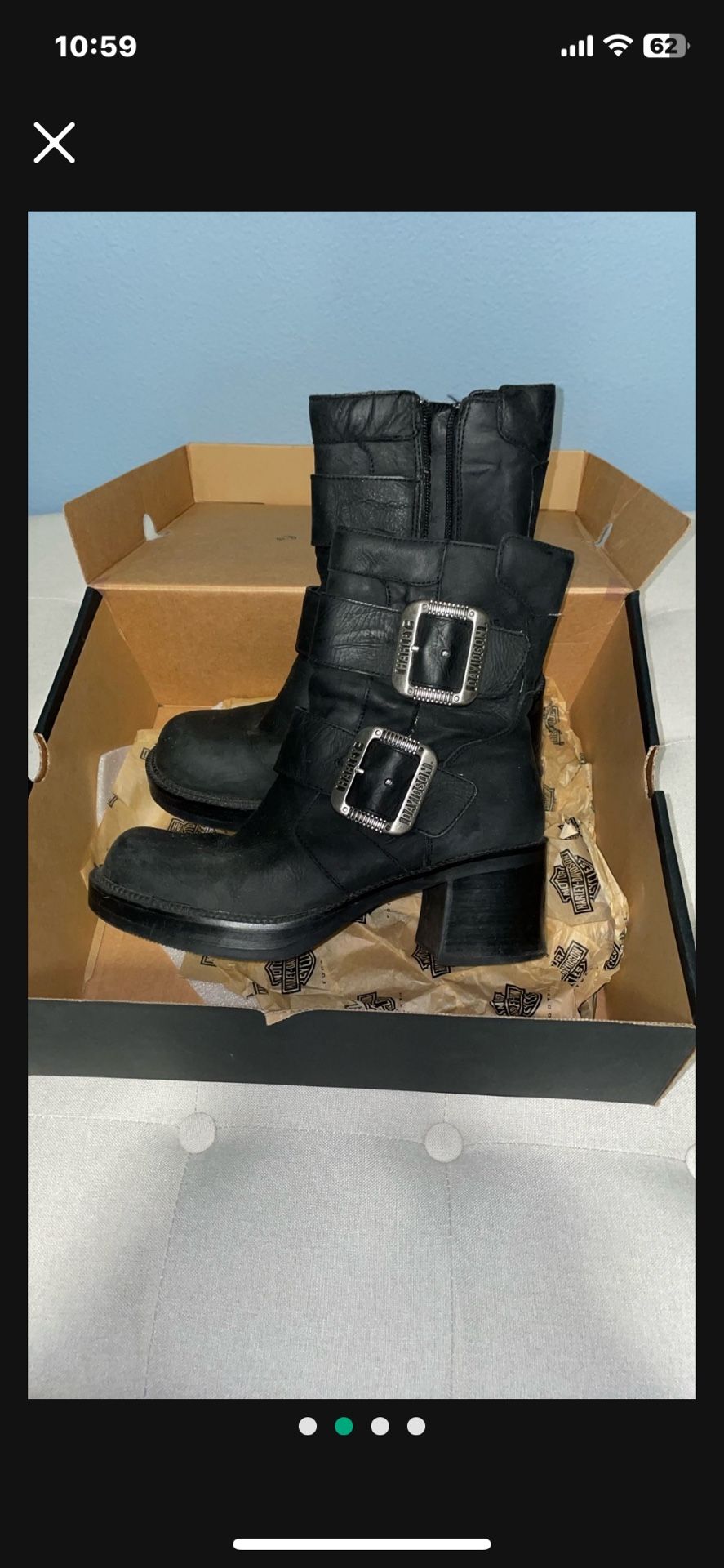 Excellent Sexy HARLEY DAVIDSON Women’s Black Brittney 7” Buckle Boots  Size 9.5 M