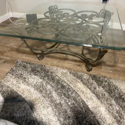 Glass Coffee Table With Steel Base $75