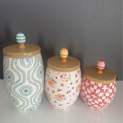 Beautiful set of 3 ceramic storage canisters for kitchen