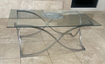 Elegant Contemporary Glass Top Coffee Table with Matching End/Corner Tables