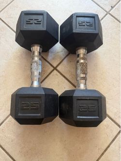 25lb Rubber Dumbbells Pair