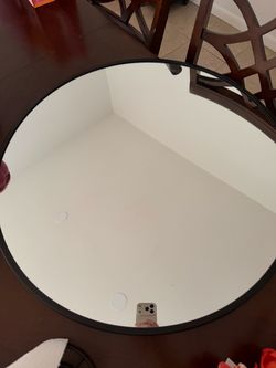 Round Wall Mirror with Black Metal Frame