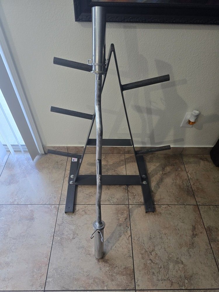 Olympic Curl Bar And Weight Tree