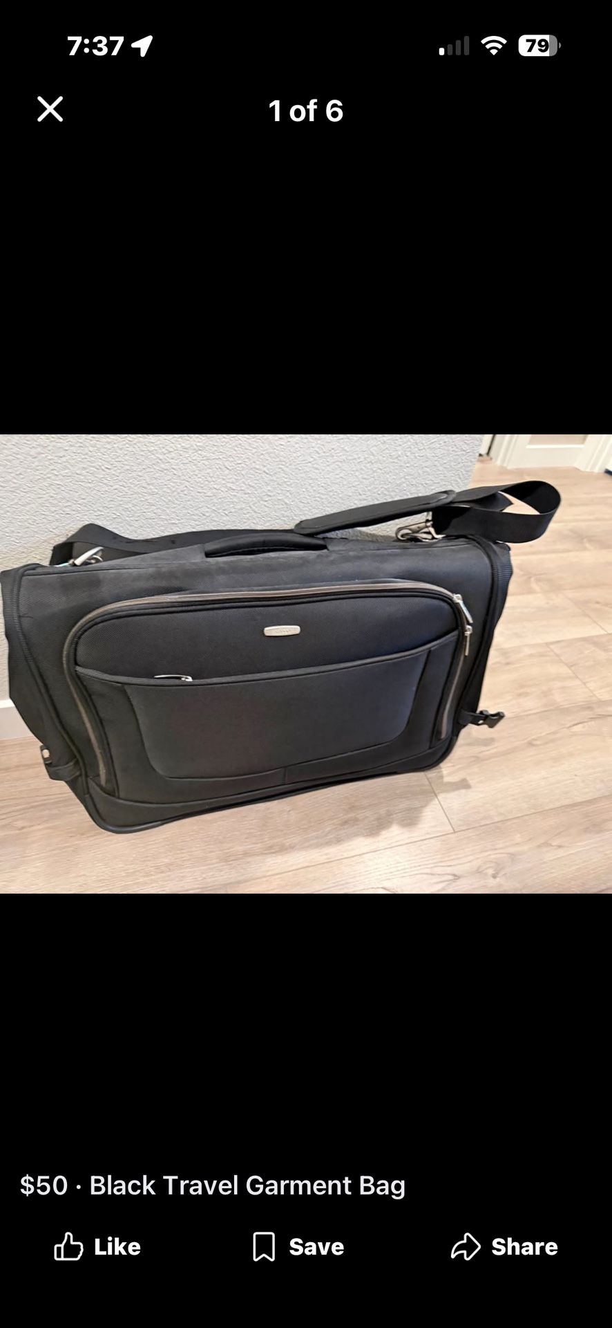 Black Travel Garment Bag