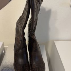 Brown Knee High Cowboy Boots 