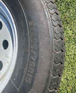 Trailer spare metal rim wheel with excellent tire 205 75 15 205/75/15