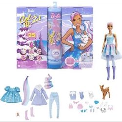 New Barbie Color Reveal Advent Calendar with 25 Surprises Including 1 Doll & 1 Pet 