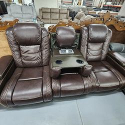 Espresso color Leather Sofa & Love Seat 