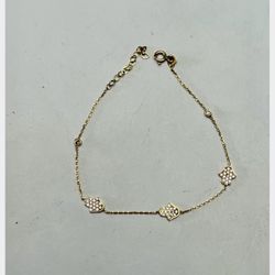 10K  Solid Gold Bracelet For Wedding 7.5 Inches Long 