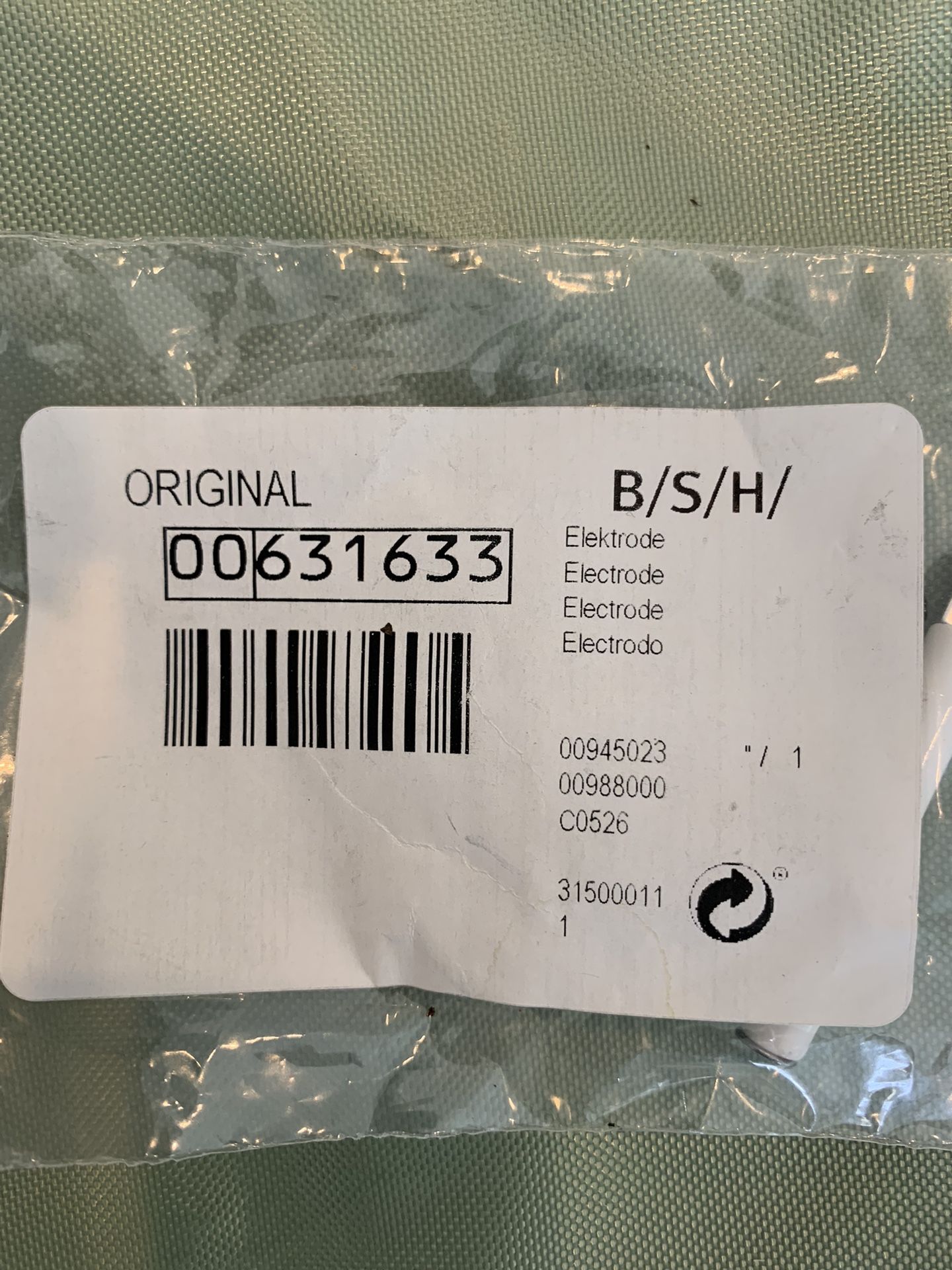 Brand New. Bosch Electrode 00631633