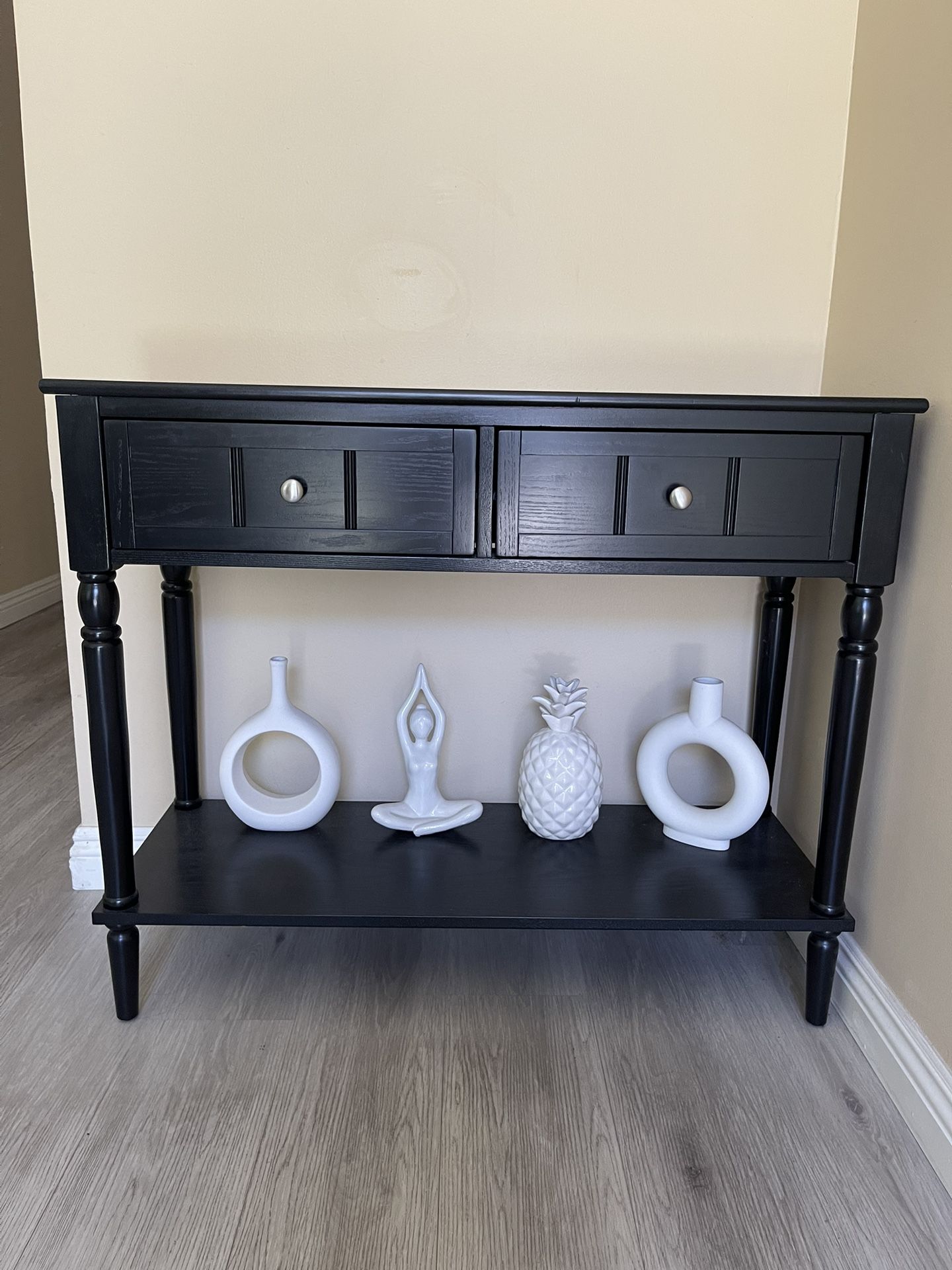 Black Table With Drawers