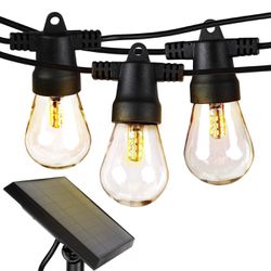 Brightech Ambience Pro Solar Powered Outdoor String Lights, 23 ft Commercial Grade Waterproof Patio Lights, 12 Edison Bulbs, Shatterproof LED String 