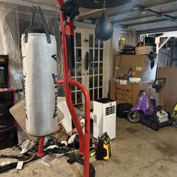 Boxing heavy bag, speed bag, and hangover. EverLast.