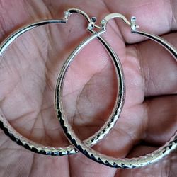 Elegant 925 Sterling Silver Hoop Earrings 