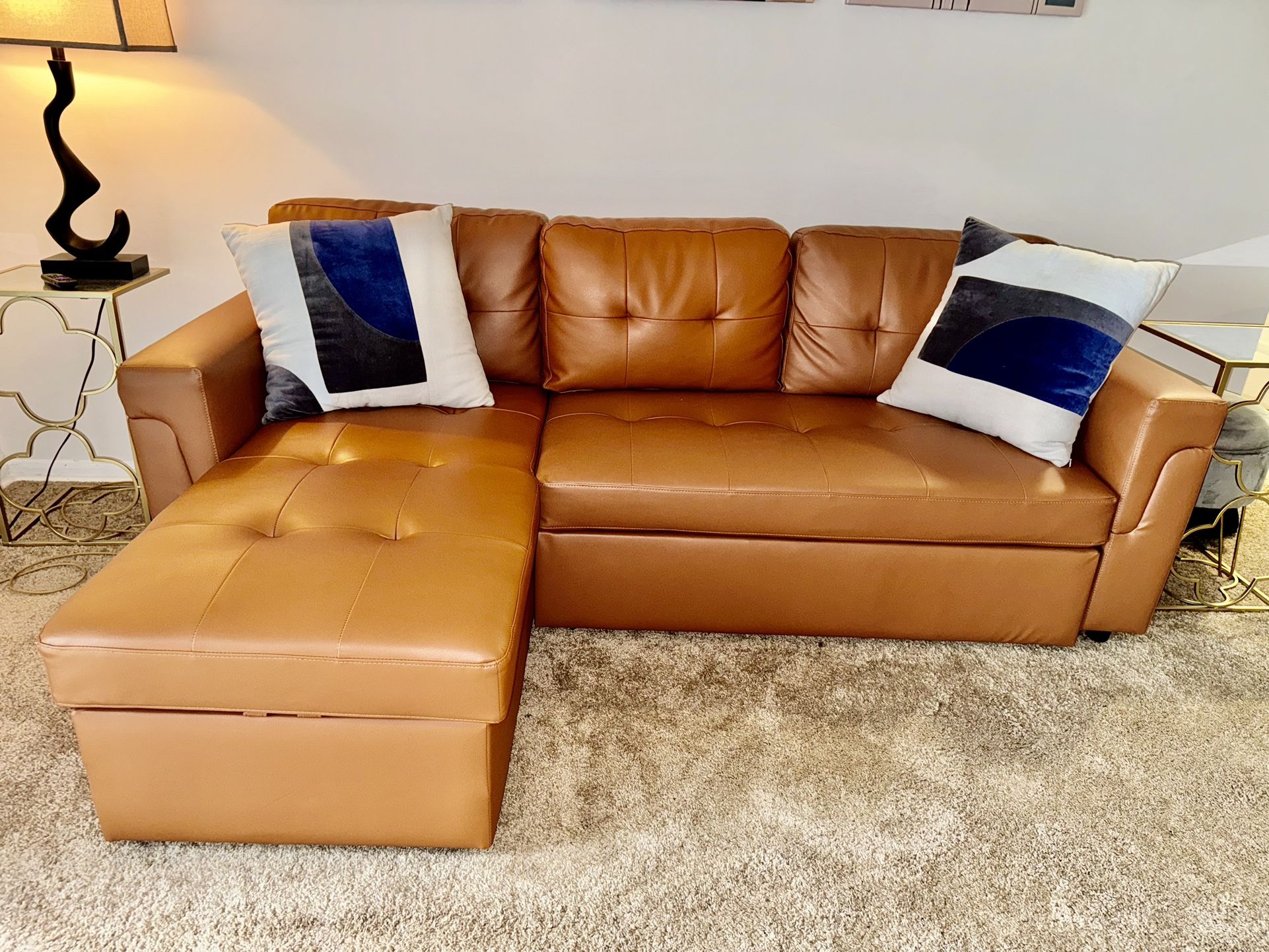L Shaped Reversible Pull Out Couch With Chaise 