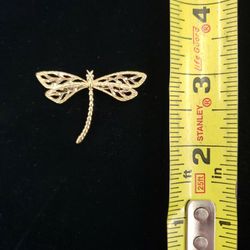 14K Gold Dragonfly Pin Brooch