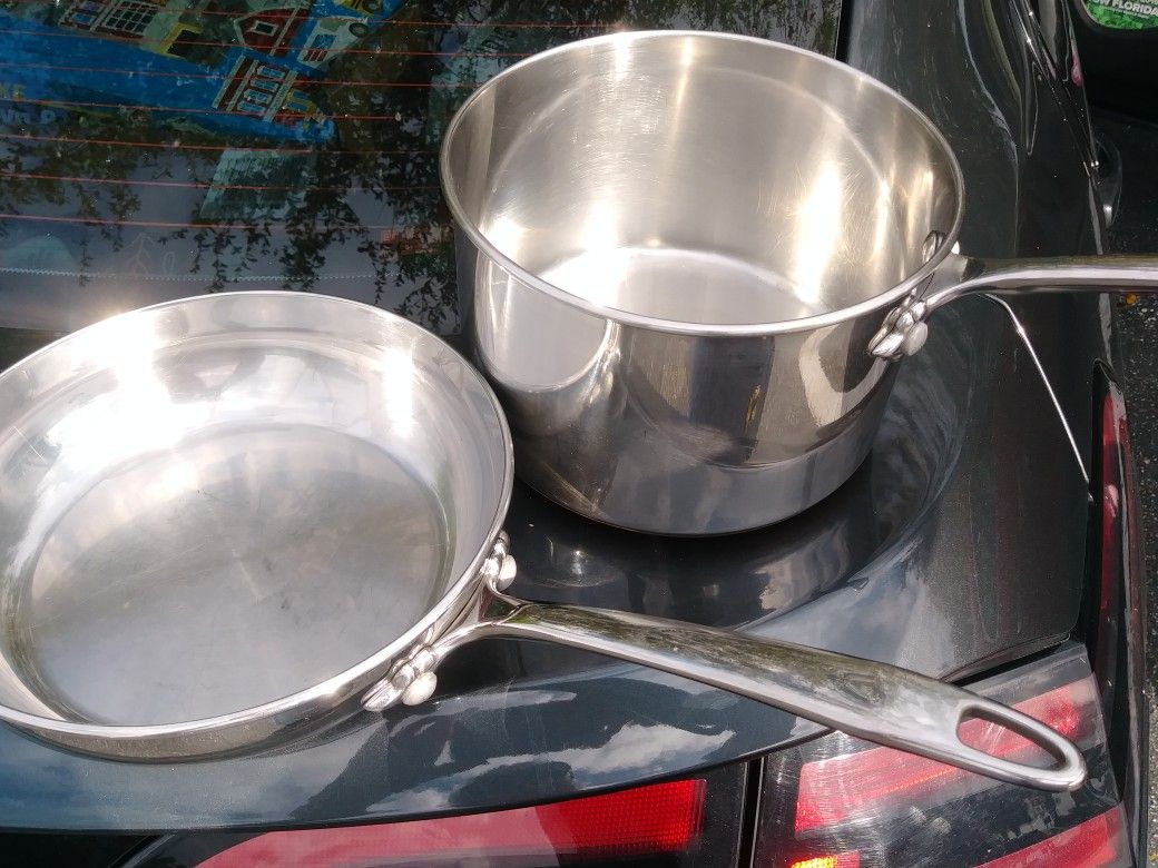 Set of 2 copper-bottom pots/pans