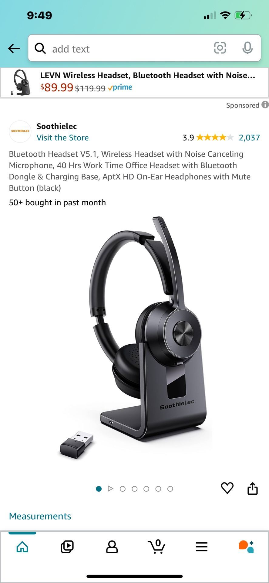 Bluetooth Headset V5.1, Wireless Headset with Noise Canceling Microphone, 40 Hrs Work Time Office Headset with Bluetooth Dongle & Charging Base, AptX