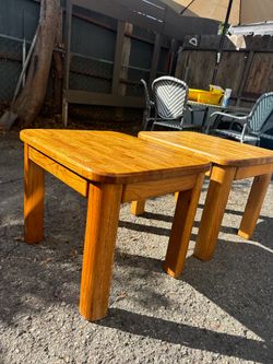 MCM Solid Oak End Tables