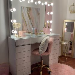 Vanity Set Hollywood Frameless Mirror LED Lights Makeup Table✨New
