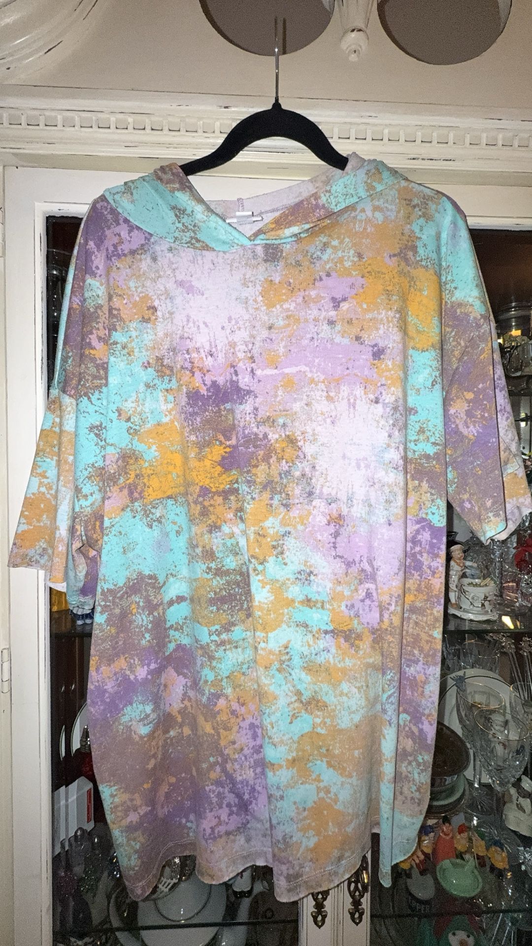 LuLaRoe Tye-Dye Frankie Short-Sleeve Hoodie - Woman’s Size Large (L)