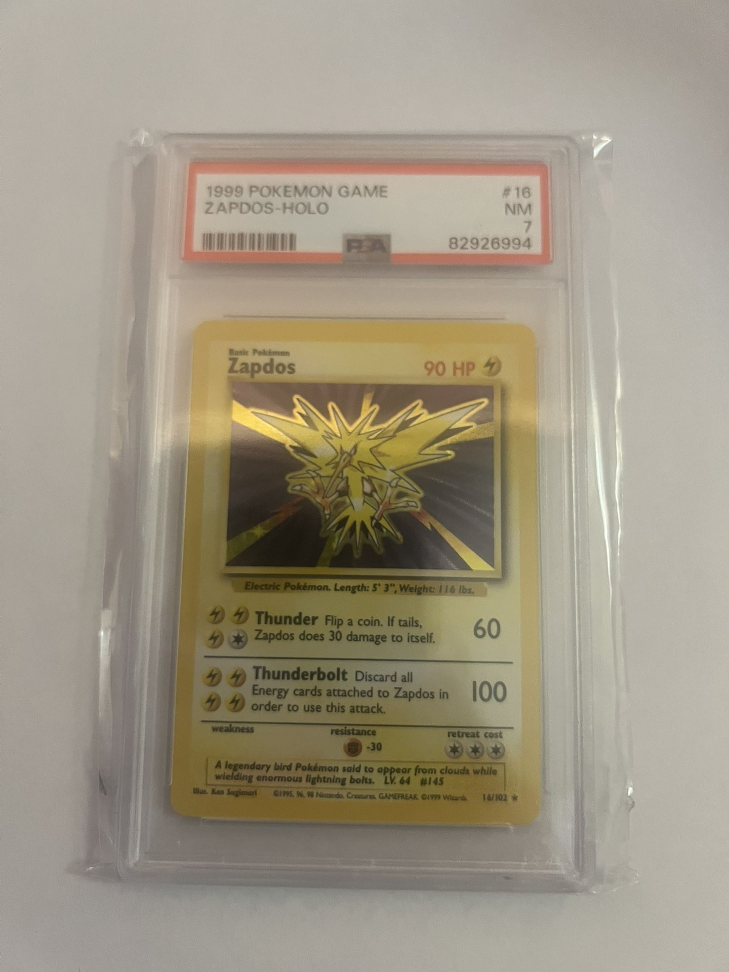 PSA 7 NM Near Mint Zapdos HOLO Pokemon Base Set 1999 WOTC