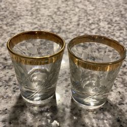 Vintage crystal scotch glasses- set of two