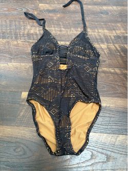 Mossimo Supply Black Lace Crochet One Piece Swimsuit