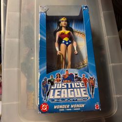 Justice League Unlimited Wonder Woman 10 inch vinyl figure DC JLU blue box