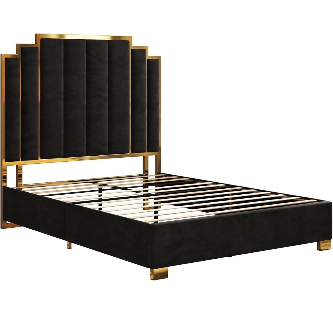 Black and Gold Queen Bed Frame 