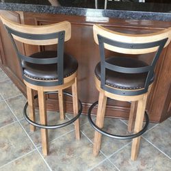 Bar Stools New in Packagings Featuring 360 Swivel Function Accentuated With Nail Head.