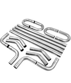 3'' Custom Exhaust Kit Universal Mild Steel 16 Gauge Tubing Mandrel Bend Pipe Straight & U-Bend (16PCS, 2 Packs) 16-Gauge Tubing