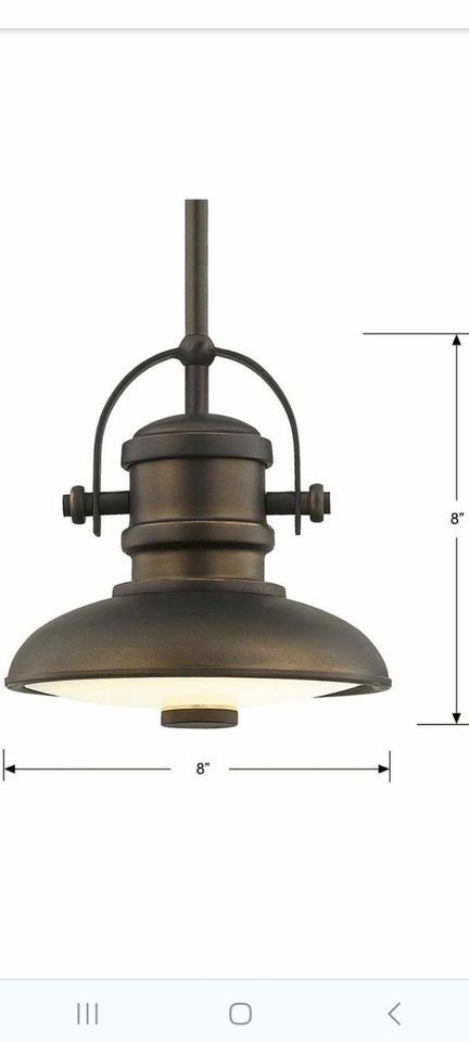 MUST SEE!!STILL IN BOX!!!! GORGEOUS!!!Home Decorators Collection 8 in. Aged Bronze LED Mini Pendant