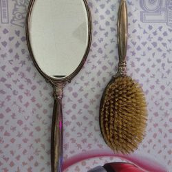Vintage Hand Mirrors And Brush 