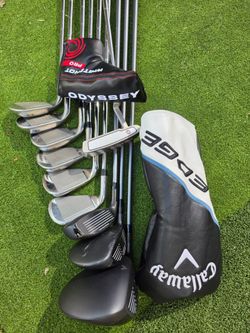 Callaway Edge complete golf set. Odyssey Putter, Irons, Hybrid, Fairway wood and Driver. Costco