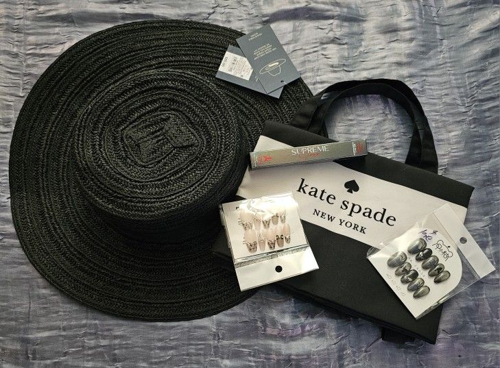 Kate Spade Tote Bag + Hat + Press On Nails 