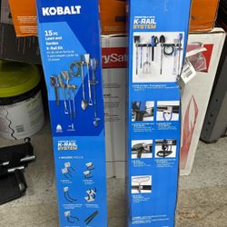 NEW Kobalt K-Rail 15-Piece 32” Lawn & Garden PVC Tool Storage Rail System