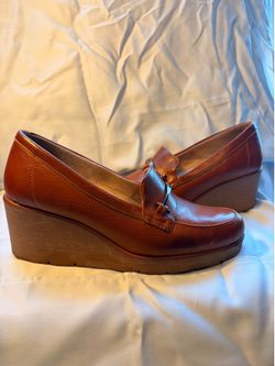 SOUL Naturalizer Brown Leather Wedge Loafers Women's 8B Comfort Shoes-fit roomy