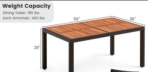 Outdoor Dining Table – Brand New in Box  ✔ Size: 59” L x 36” W x 29” H ✔ Strong & sturdy design ✔ Weather-resistant tabletop ✔ Modern outdoor style – 