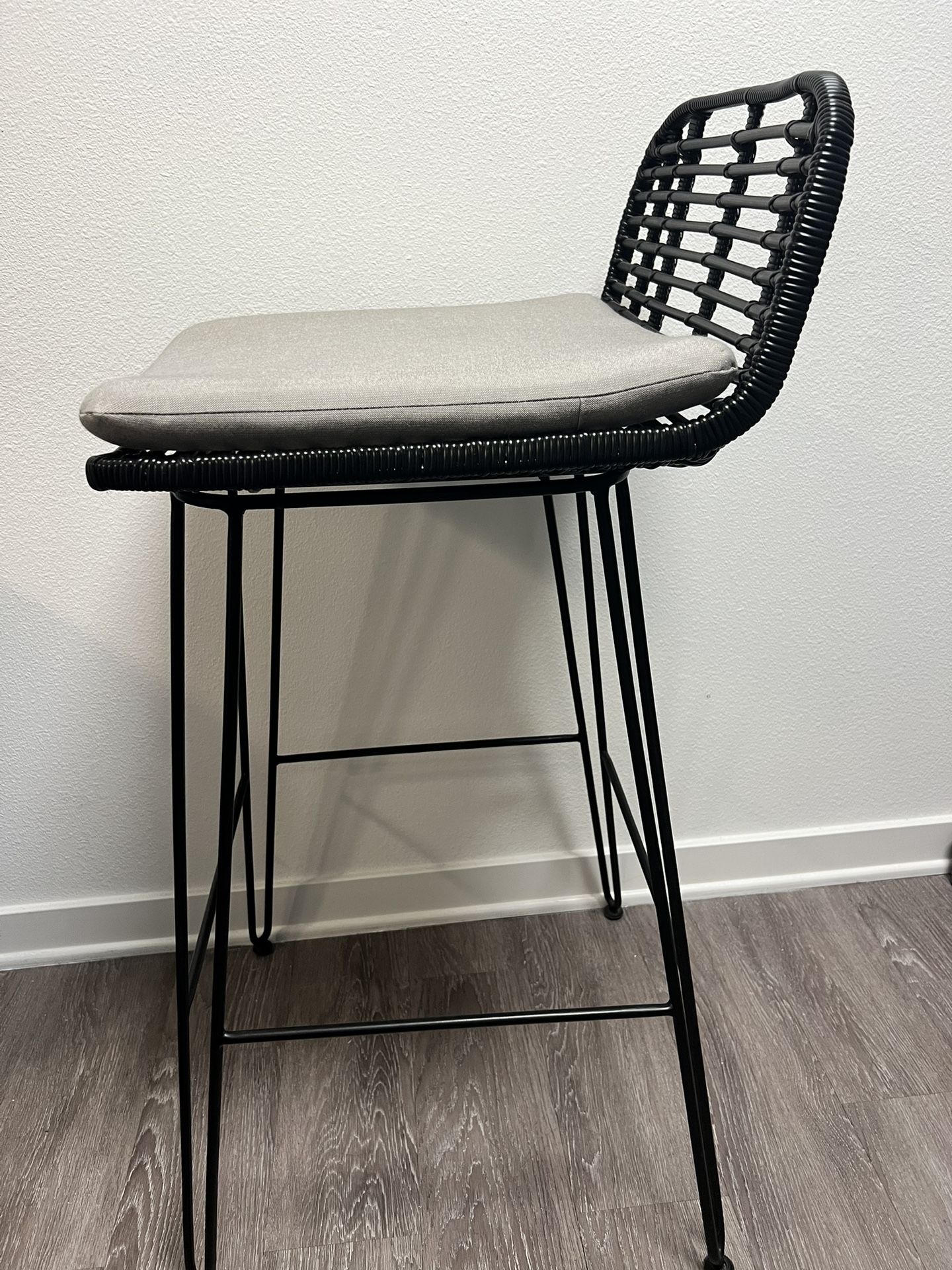 Black Rattan Bar Stools (2)