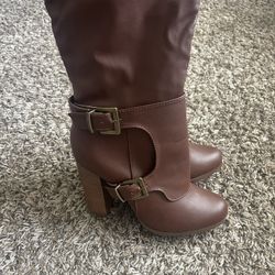 Charlotte Russe Heather Brown Heel Boots Size 7