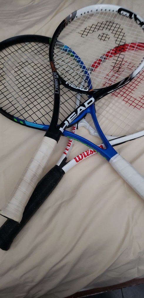 3 Tennis Racquets. Head  Wilson. 